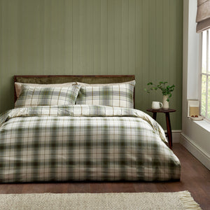 Catherine Lansfield Troon Check Green 100% Brushed Cotton Duvet Set