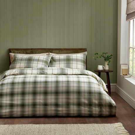 Catherine Lansfield Troon Check Green 100% Brushed Cotton Duvet Set
