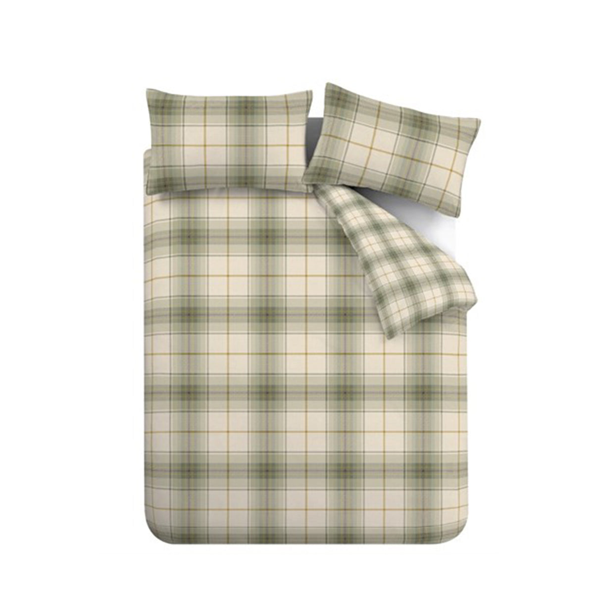 Catherine Lansfield Troon Check Green 100% Brushed Cotton Duvet Set