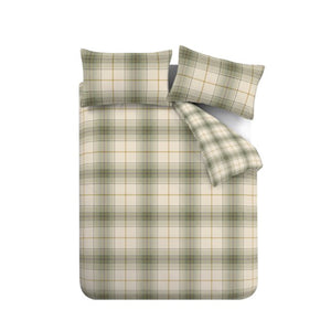 Catherine Lansfield Troon Check Green 100% Brushed Cotton Duvet Set