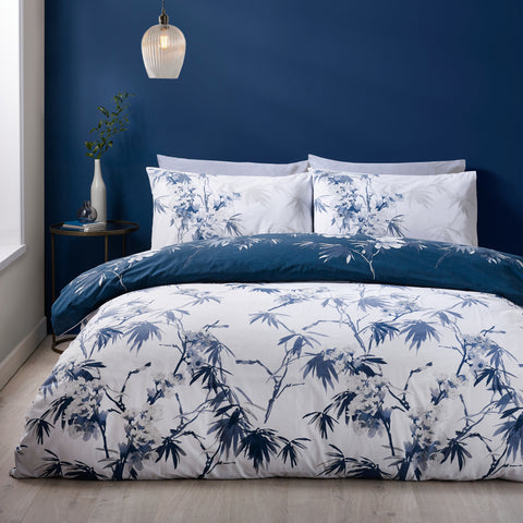 Catherine Lansfield Kyoto Floral Blue Duvet Set