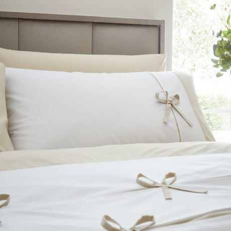 Catherine Lansfield Milo Bow Natural Duvet Set