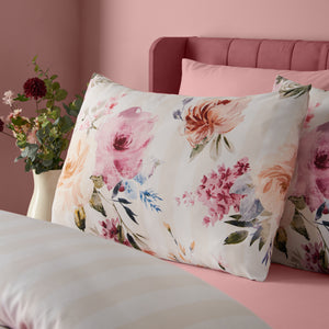 Catherine Lansfield Floral Stripe Cream Duvet Set