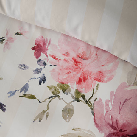 Catherine Lansfield Floral Stripe Cream Duvet Set