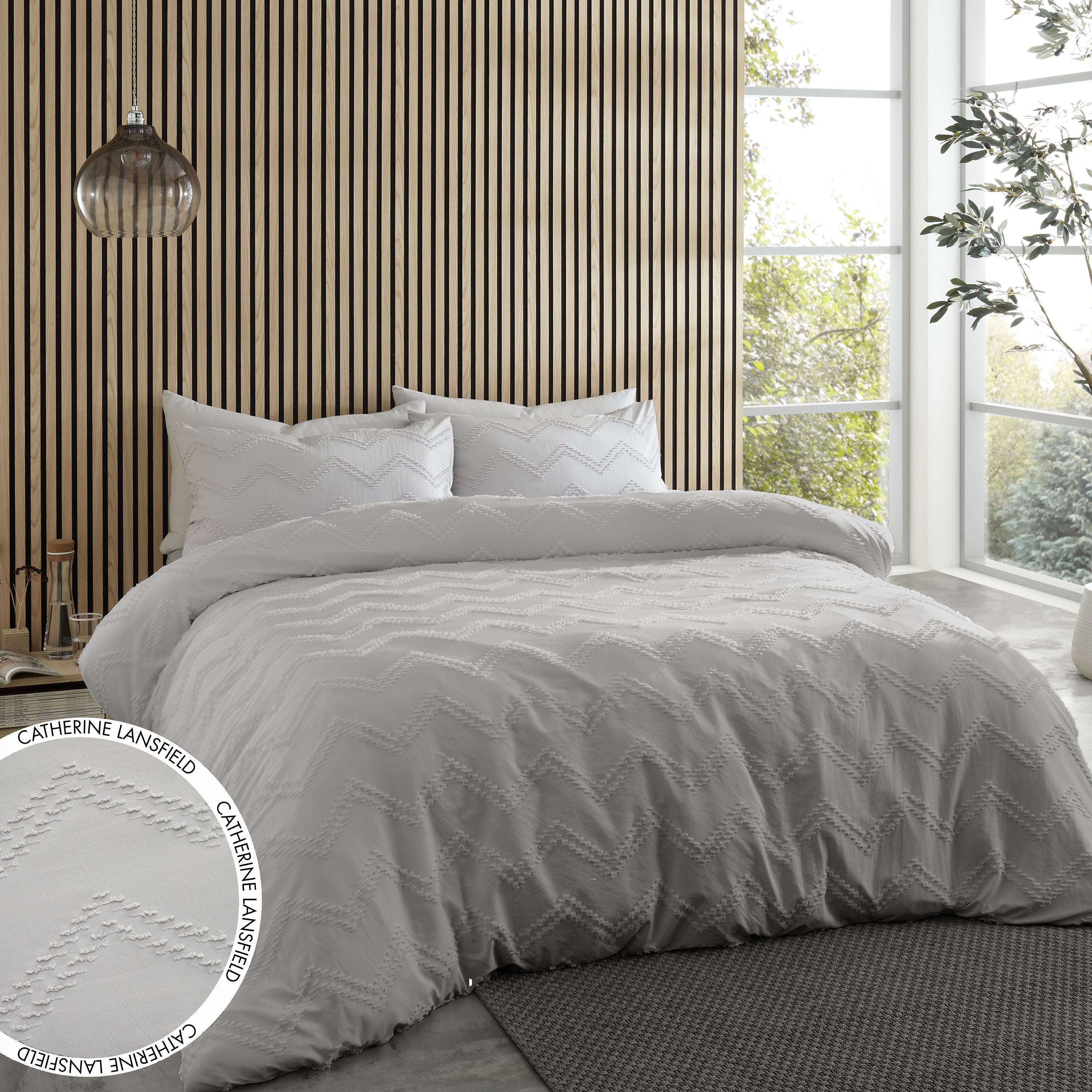 Catherine Lansfield Bedroom Lennon Stripe Quilted 220x220cm Bedspread White  - Quadrant Department Stores : Quadrant Department Stores