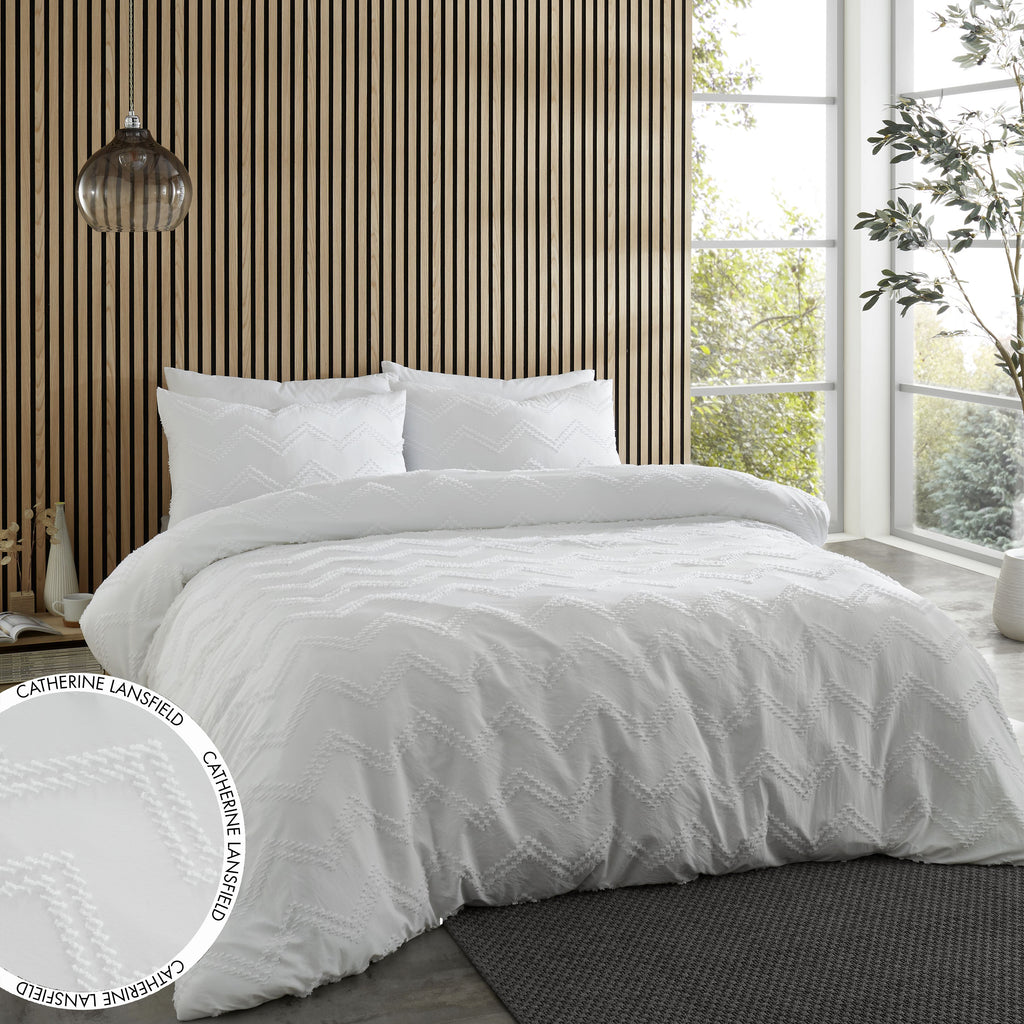 Catherine Lansfield Chevron Clipped Jacquard Duvet Set – Charmed Interiors