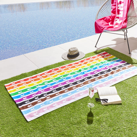 Playboy Rainbow Bunny Bright 76cm x 160cm Beach Towel