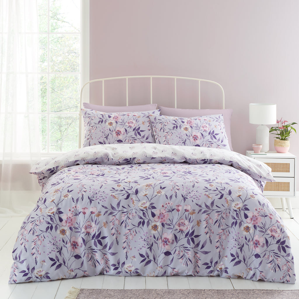 Catherine Lansfield Isadora Floral Lilac Duvet Set