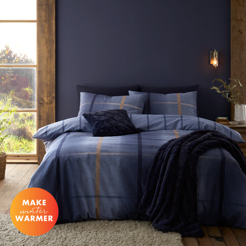 Catherine Lansfield Melrose Tweed Check 100% Brushed Cotton Duvet Set