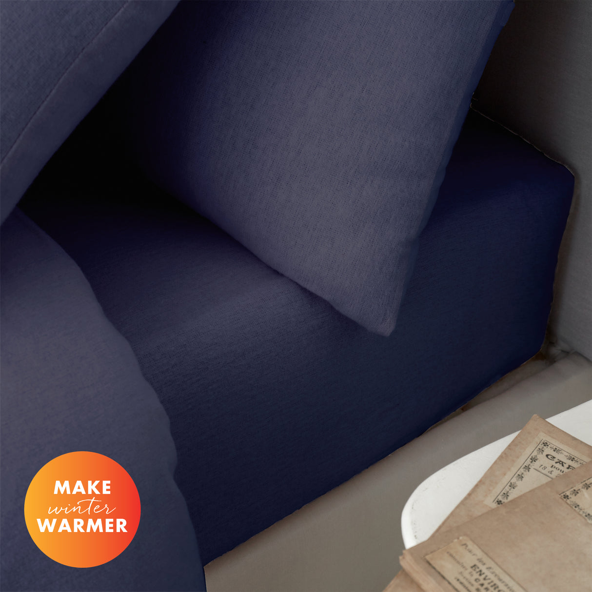 Catherine Lansfield 100% Cotton Brushed Cotton 165gsm Navy Sheets