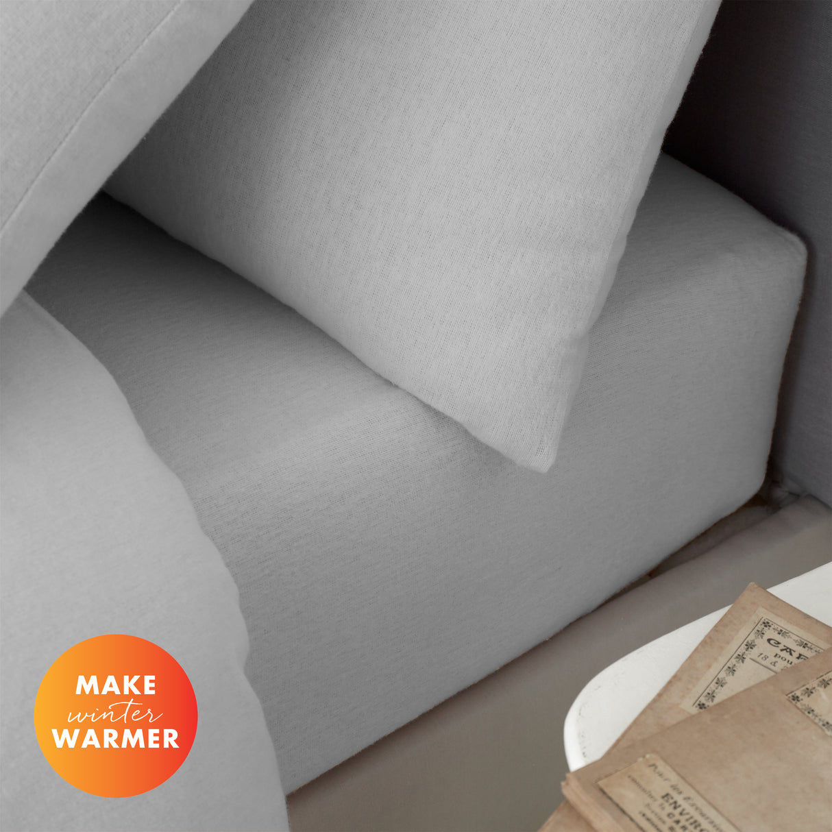 Catherine Lansfield 100% Cotton Brushed Cotton 165gsm Grey Sheets