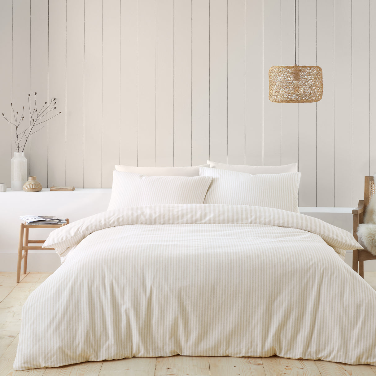 Catherine Lansfield Stripe 100% Brushed Cotton Duvet Set