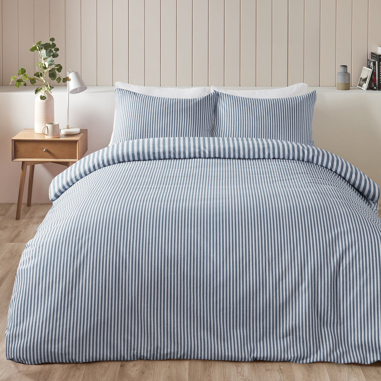Catherine Lansfield Stripe 100% Brushed Cotton Duvet Set