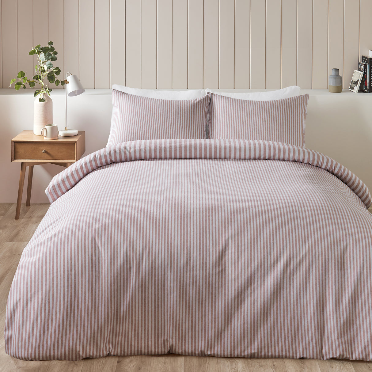 Catherine Lansfield Stripe 100% Brushed Cotton Duvet Set