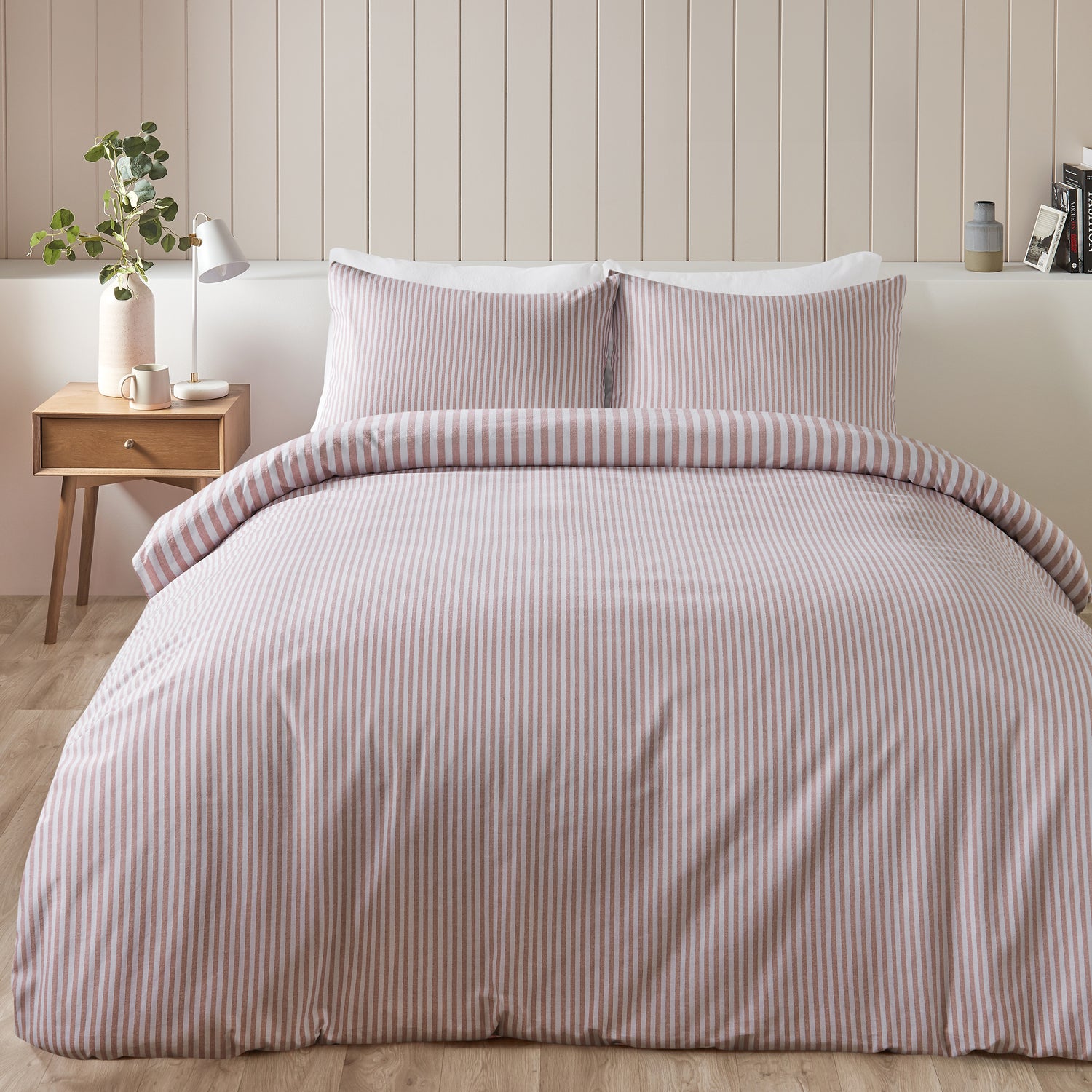 Catherine Lansfield Stripe 100% Brushed Cotton Duvet Set