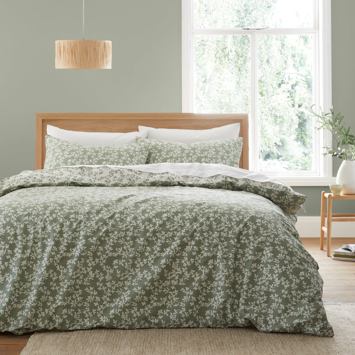 Bianca Shadow Leaves Green Duvet Set