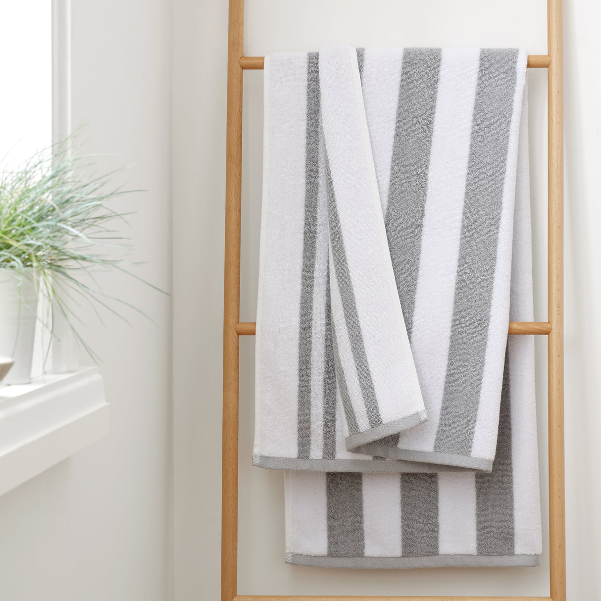 Bianca Reversible Stripe Jacquard 100% Pure Cotton 600gsm Grey Towels