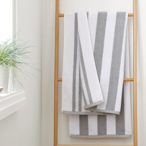 Bianca Reversible Stripe Jacquard 100% Pure Cotton 600gsm Grey Towels