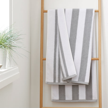 Bianca Reversible Stripe Jacquard 100% Pure Cotton 600gsm Grey Towels