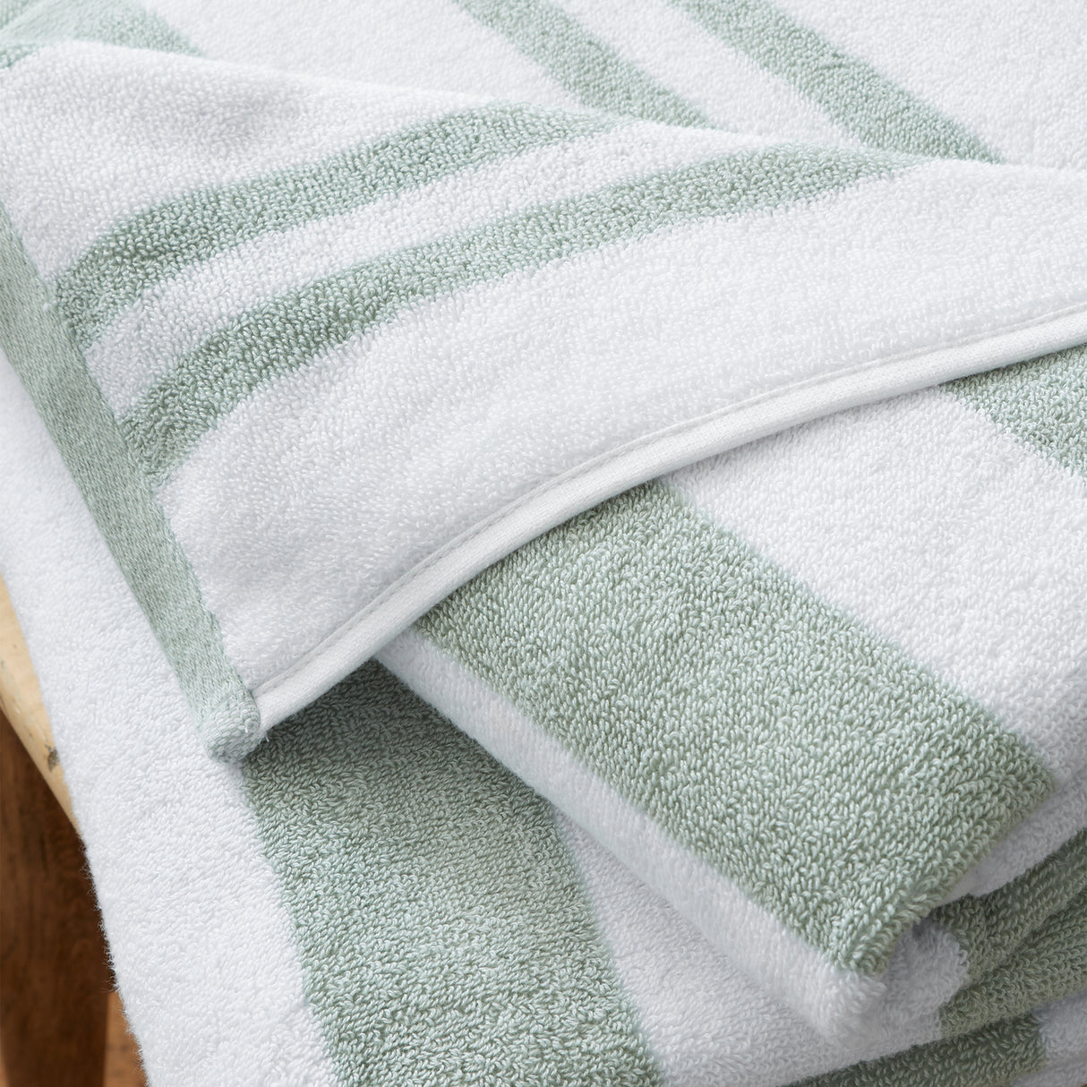 Bianca Reversible Stripe Jacquard 100% Pure Cotton 600gsm Sage Towels