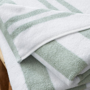 Bianca Reversible Stripe Jacquard 100% Pure Cotton 600gsm Sage Towels