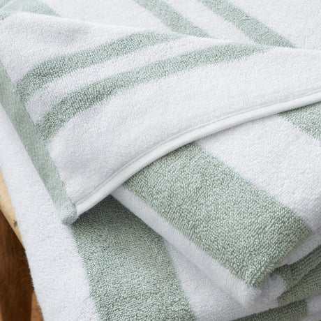 Bianca Reversible Stripe Jacquard 100% Pure Cotton 600gsm Sage Towels