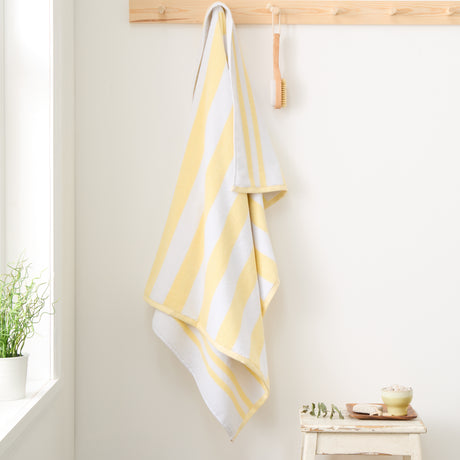 Bianca Reversible Stripe Jacquard 100% Pure Cotton 600gsm Yellow Towels