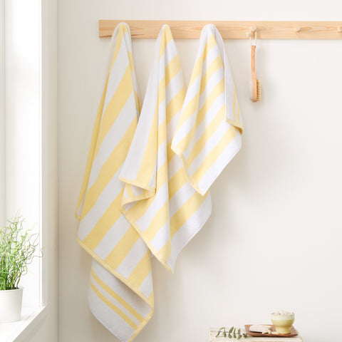 Bianca Reversible Stripe Jacquard 100% Pure Cotton 600gsm Yellow Towels