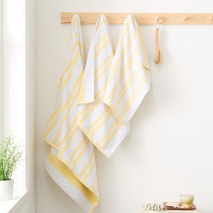 Bianca Reversible Stripe Jacquard 100% Pure Cotton 600gsm Yellow Towels