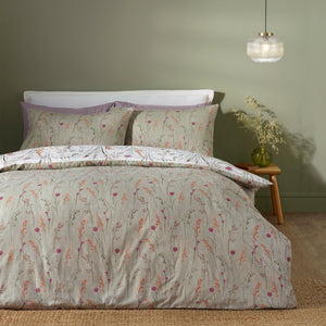 Catherine Lansfield Brushed Grasmere Floral Green 100% Brushed Cotton Duvet Set