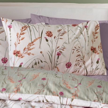 Catherine Lansfield Brushed Grasmere Floral Green 100% Brushed Cotton Duvet Set