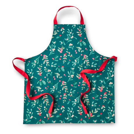 Catherine Lansfield Christmas Holly & Mistletoe Green Tablewear