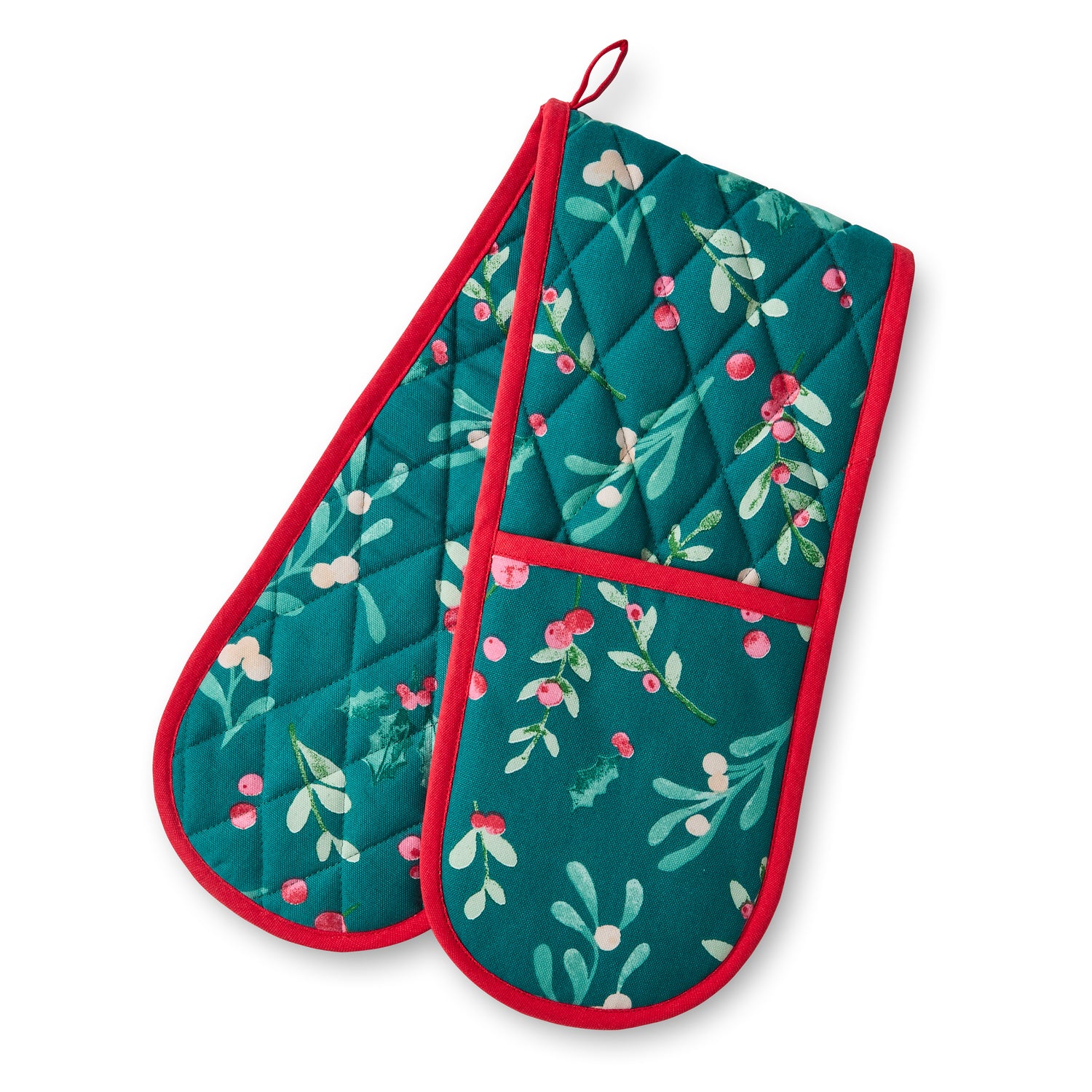 Catherine Lansfield Christmas Holly & Mistletoe Green Tablewear