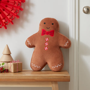 Catherine Lansfield Christmas Gingerbread Brown 3D Cushion