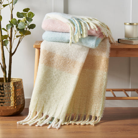 Catherine Lansfield Faux Mohair Check 130cm x 170cm Throws