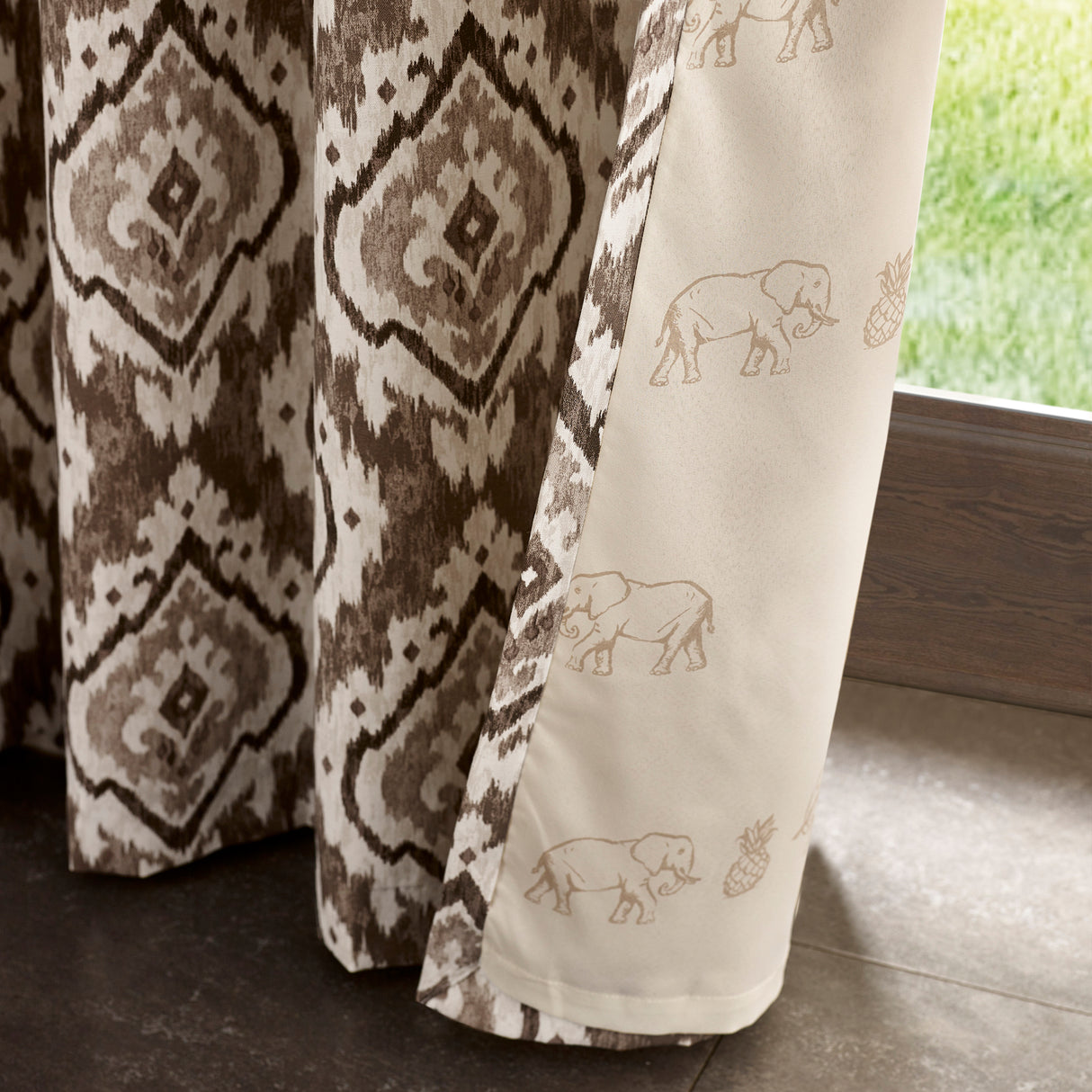 Pineapple Elephant Suri Eyelet Lined Curtains