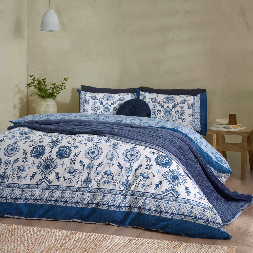 Catherine Lansfield Zoukara Blue Duvet Set
