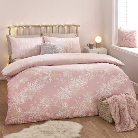 Catherine Lansfield Baby It`s Cold Outside Pink Duvet Set