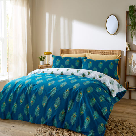 Their Nibs Peacock Feather Teal Duvet Set