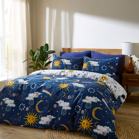 Their Nibs Disco Space Navy Duvet Set