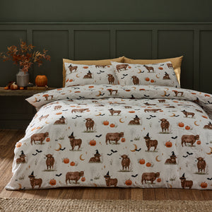 Catherine Lansfield Halloween Highland Cow Natural Duvet Set