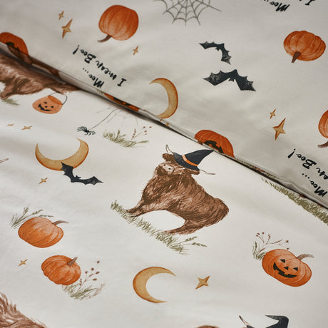 Catherine Lansfield Halloween Highland Cow Natural Duvet Set
