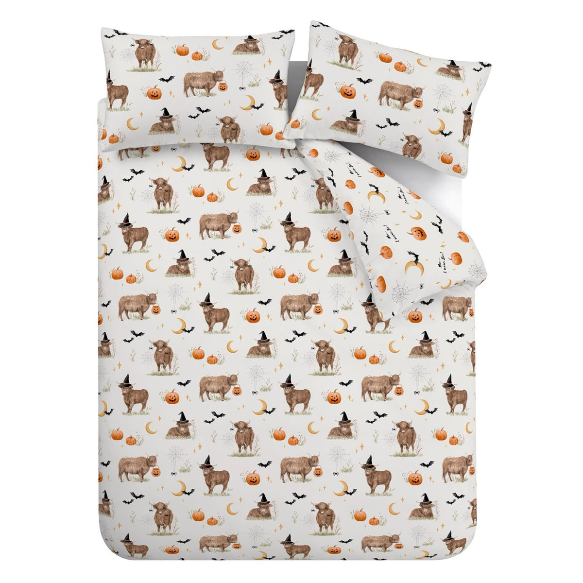 Catherine Lansfield Halloween Highland Cow Natural Duvet Set