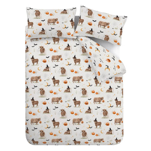 Catherine Lansfield Halloween Highland Cow Natural Duvet Set