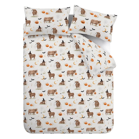 Catherine Lansfield Halloween Highland Cow Natural Duvet Set