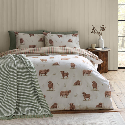 Catherine Lansfield Angus Highland Cow Natural Duvet Set