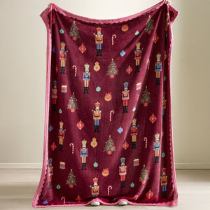 Catherine Lansfield Christmas Nutcracker Plum 130cm x 170cm Throw