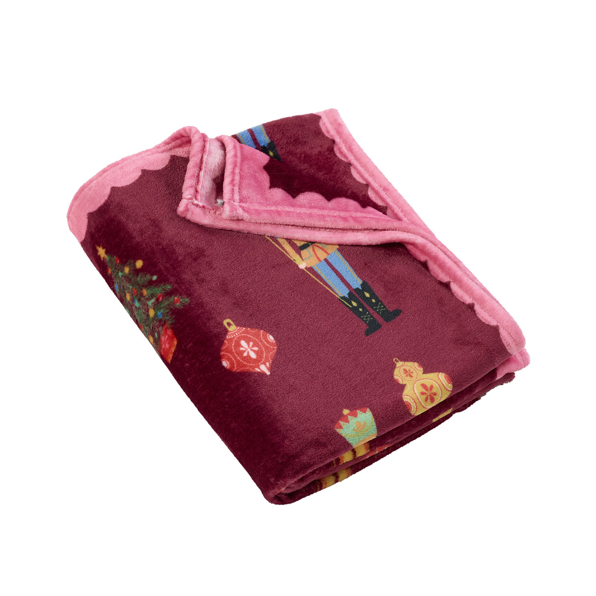 Catherine Lansfield Christmas Nutcracker Plum 130cm x 170cm Throw