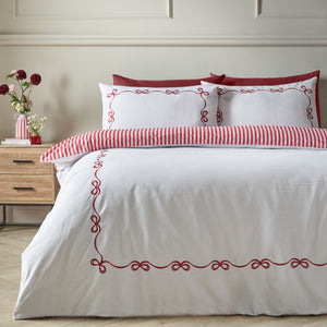 Catherine Lansfield Bow Embroidery Duvet Set