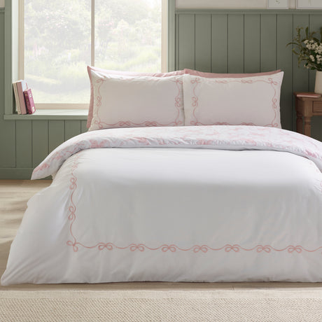 Catherine Lansfield Bow Embroidery Duvet Set